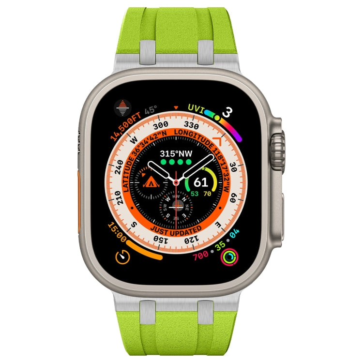 For Apple Watch Ultra 49mm Stone Grain Liquid Silicone Watch Band(Silver Green) - Watch Bands by PMC Jewellery | Online Shopping South Africa | PMC Jewellery