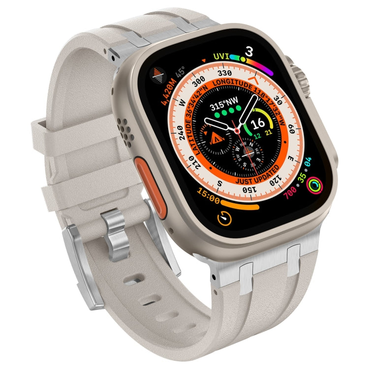 For Apple Watch Ultra 49mm Stone Grain Liquid Silicone Watch Band(Silver Starlight) - Watch Bands by PMC TechLife | Online Shopping South Africa | PMC TechLife