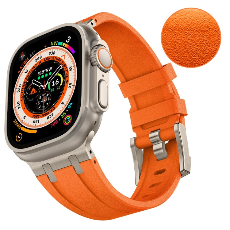 For Apple Watch Series 8 45mm Stone Grain Liquid Silicone Watch Band(Titanium Orange) - Watch Bands by PMC Jewellery | Online Shopping South Africa | PMC Jewellery