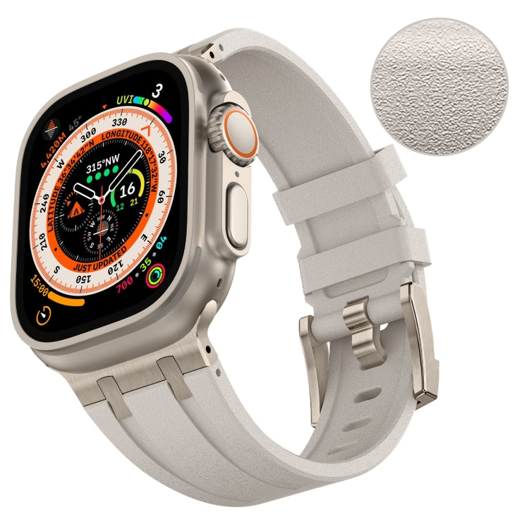 For Apple Watch SE 2022 44mm Stone Grain Liquid Silicone Watch Band(Titanium Starlight) - Watch Bands by PMC Jewellery | Online Shopping South Africa | PMC Jewellery