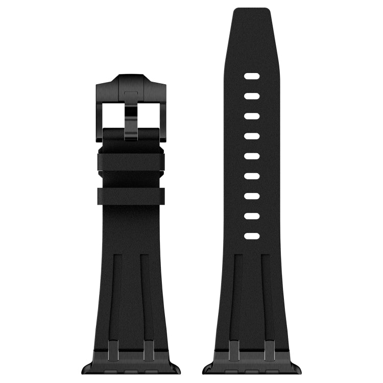 For Apple Watch Series 7 45mm Stone Grain Liquid Silicone Watch Band(Black Black) - Watch Bands by PMC TechLife | Online Shopping South Africa | PMC TechLife