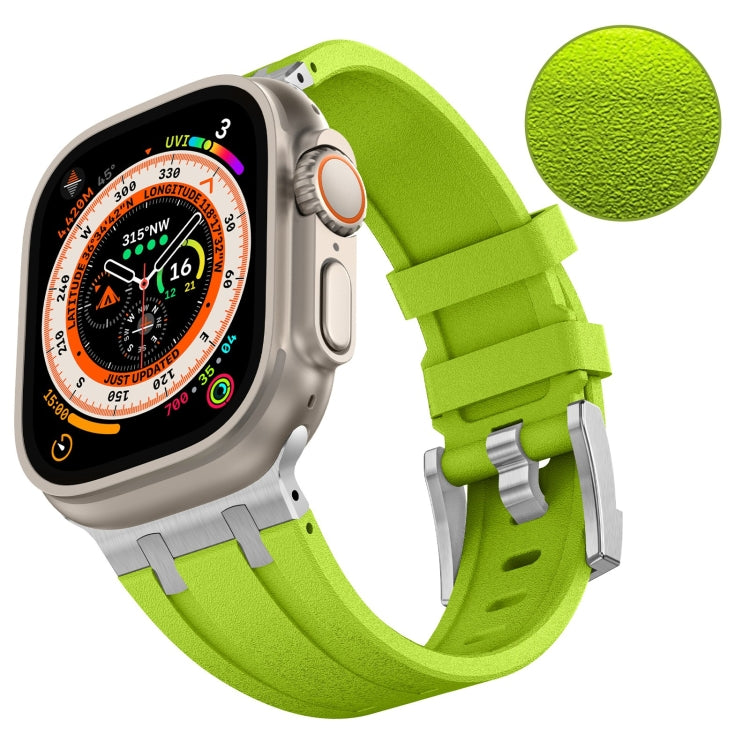 For Apple Watch Series 7 45mm Stone Grain Liquid Silicone Watch Band(Silver Green) - Watch Bands by PMC Jewellery | Online Shopping South Africa | PMC Jewellery