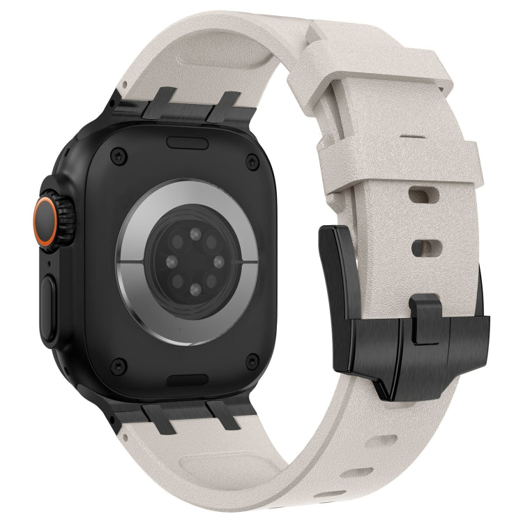 For Apple Watch SE 44mm Stone Grain Liquid Silicone Watch Band(Black Starlight) - Watch Bands by PMC TechLife | Online Shopping South Africa | PMC TechLife