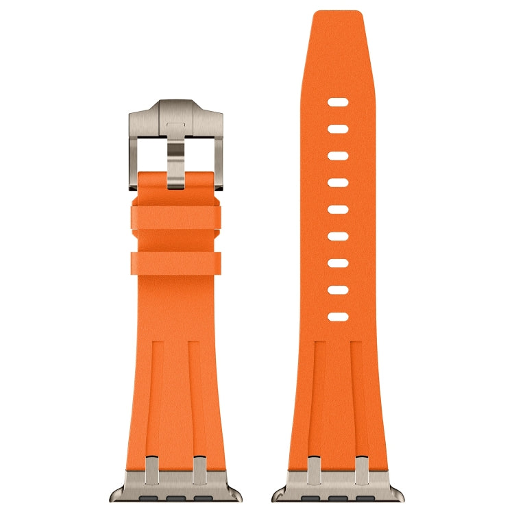 For Apple Watch SE 44mm Stone Grain Liquid Silicone Watch Band(Titanium Orange) - Watch Bands by PMC TechLife | Online Shopping South Africa | PMC TechLife