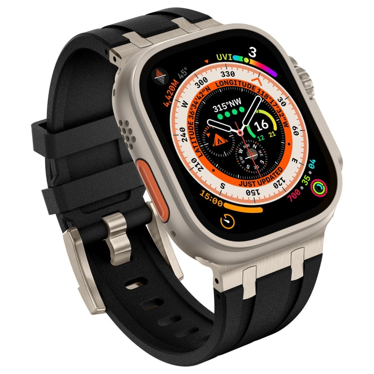 For Apple Watch SE 44mm Stone Grain Liquid Silicone Watch Band(Titanium Black) - Watch Bands by PMC TechLife | Online Shopping South Africa | PMC TechLife