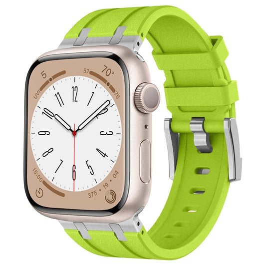 For Apple Watch SE 44mm Stone Grain Liquid Silicone Watch Band(Silver Green) - Watch Bands by PMC Jewellery | Online Shopping South Africa | PMC Jewellery