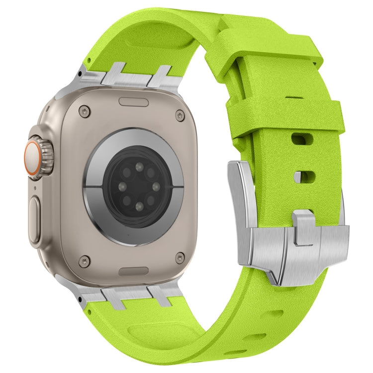 For Apple Watch SE 44mm Stone Grain Liquid Silicone Watch Band(Silver Green) - Watch Bands by PMC TechLife | Online Shopping South Africa | PMC TechLife