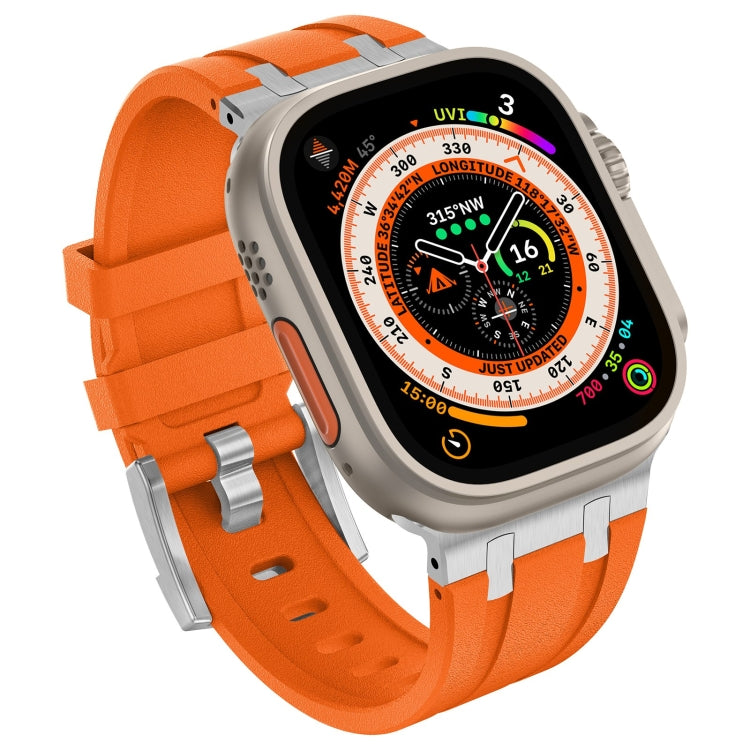 For Apple Watch Series 6 44mm Stone Grain Liquid Silicone Watch Band(Sliver Orange) - Watch Bands by PMC Jewellery | Online Shopping South Africa | PMC Jewellery