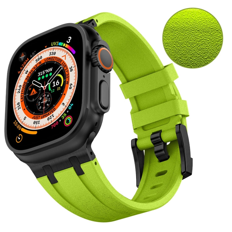 For Apple Watch Series 5 44mm Stone Grain Liquid Silicone Watch Band(Black Green) - Watch Bands by PMC Jewellery | Online Shopping South Africa | PMC Jewellery