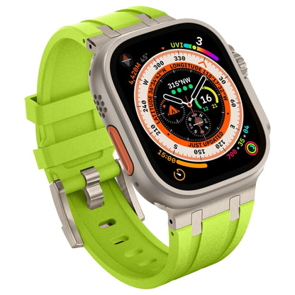 For Apple Watch Series 5 44mm Stone Grain Liquid Silicone Watch Band(Titanium Green) - Watch Bands by PMC Jewellery | Online Shopping South Africa | PMC Jewellery