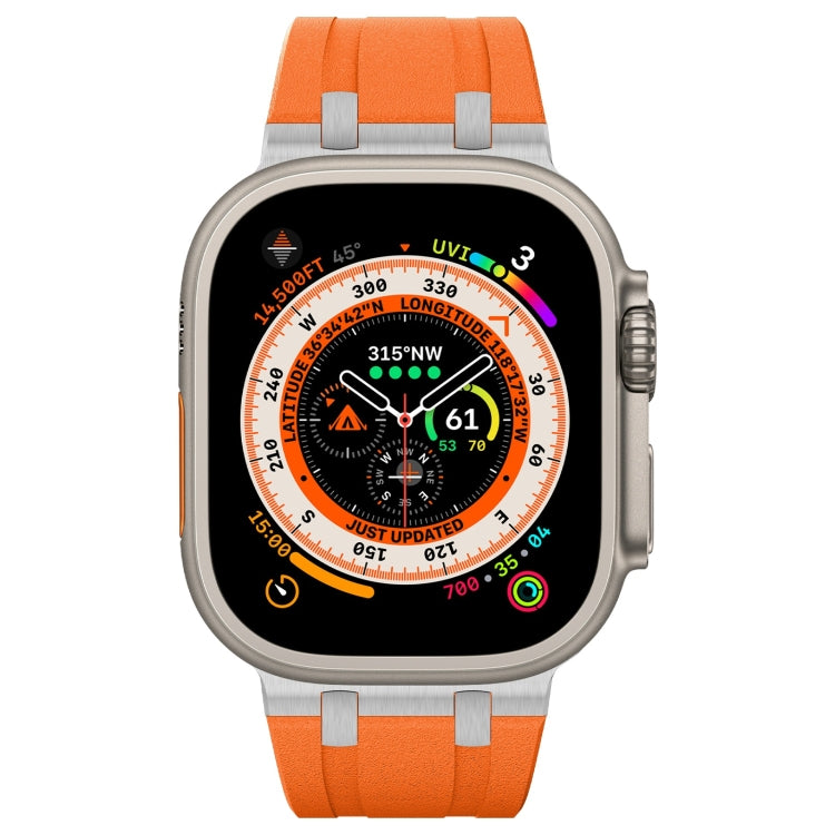 For Apple Watch Series 5 44mm Stone Grain Liquid Silicone Watch Band(Sliver Orange) - Watch Bands by PMC Jewellery | Online Shopping South Africa | PMC Jewellery