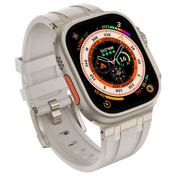 For Apple Watch Series 4 44mm Stone Grain Liquid Silicone Watch Band(Titanium Starlight) - Watch Bands by PMC TechLife | Online Shopping South Africa | PMC TechLife