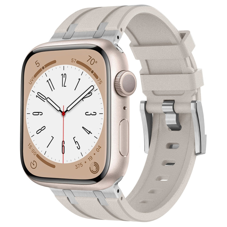 For Apple Watch Series 4 44mm Stone Grain Liquid Silicone Watch Band(Silver Starlight) - free shipping - PMC TechLife - Order now!