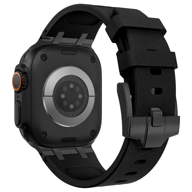 For Apple Watch Series 3 42mm Stone Grain Liquid Silicone Watch Band(Black Black) - Watch Bands by PMC TechLife | Online Shopping South Africa | PMC TechLife