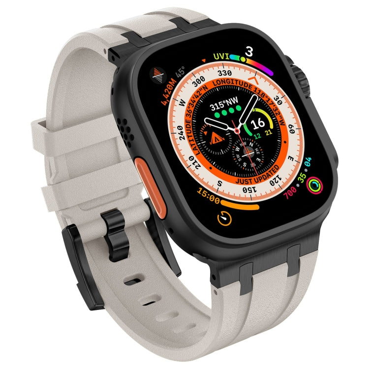 For Apple Watch Series 3 42mm Stone Grain Liquid Silicone Watch Band(Black Starlight) - Watch Bands by PMC TechLife | Online Shopping South Africa | PMC TechLife