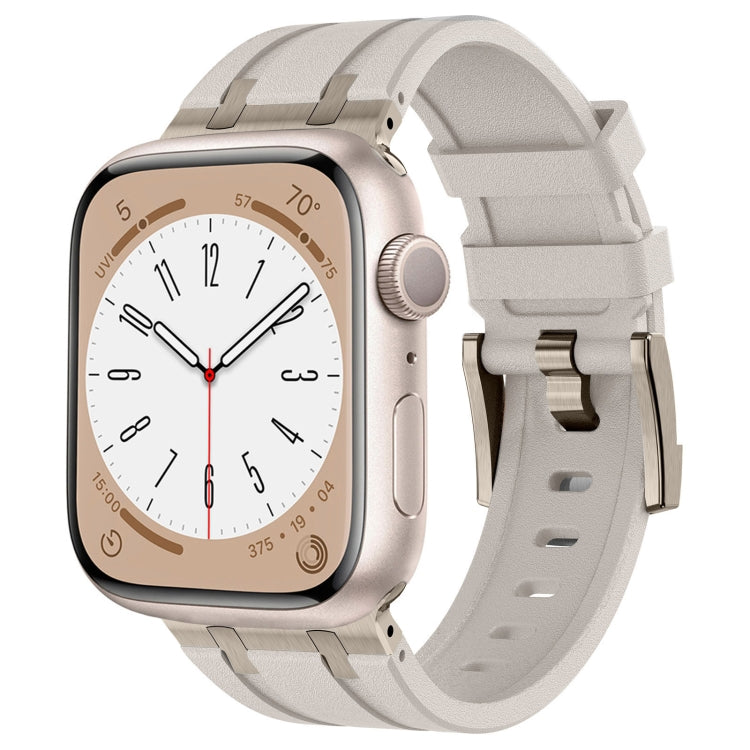For Apple Watch Series 3 42mm Stone Grain Liquid Silicone Watch Band(Titanium Starlight) - Watch Bands by PMC TechLife | Online Shopping South Africa | PMC TechLife
