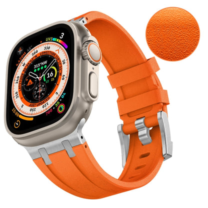 For Apple Watch Series 3 42mm Stone Grain Liquid Silicone Watch Band(Sliver Orange) - Watch Bands by PMC Jewellery | Online Shopping South Africa | PMC Jewellery