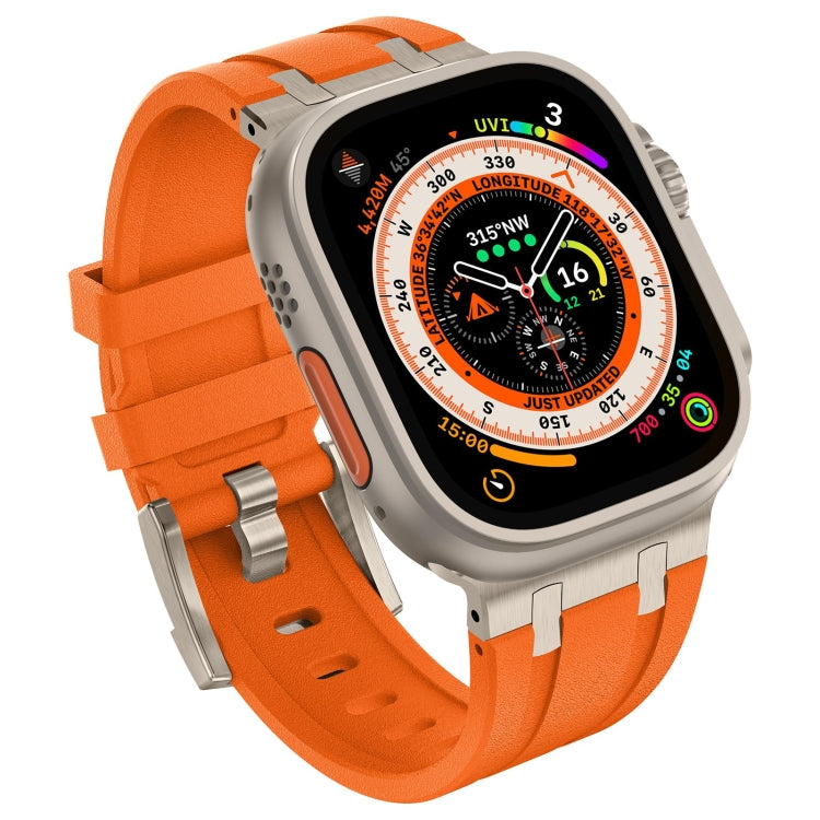 For Apple Watch Series 2 42mm Stone Grain Liquid Silicone Watch Band(Titanium Orange) - Watch Bands by PMC Jewellery | Online Shopping South Africa | PMC Jewellery