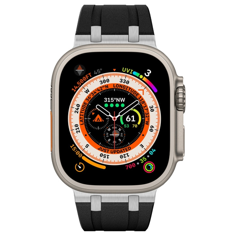 For Apple Watch Series 2 42mm Stone Grain Liquid Silicone Watch Band(Silver Black) - Watch Bands by PMC TechLife | Online Shopping South Africa | PMC TechLife