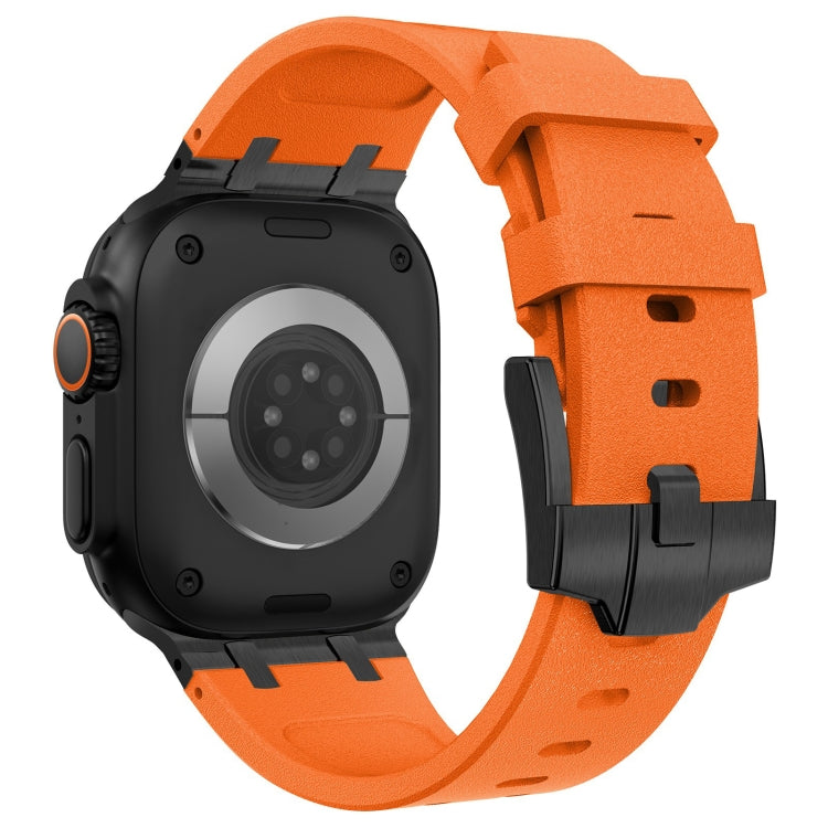 For Apple Watch 42mm Stone Grain Liquid Silicone Watch Band(Black Orange) - Watch Bands by PMC TechLife | Online Shopping South Africa | PMC TechLife