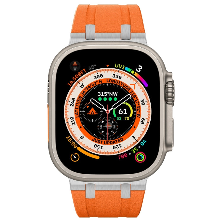 For Apple Watch 42mm Stone Grain Liquid Silicone Watch Band(Sliver Orange) - Watch Bands by PMC TechLife | Online Shopping South Africa | PMC TechLife