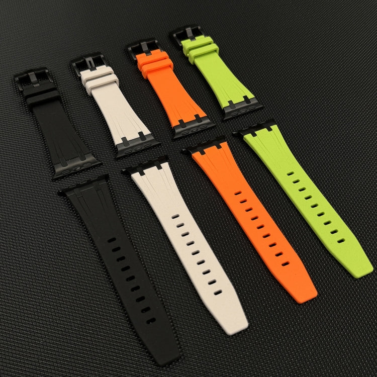 For Apple Watch Series 4 44mm Stone Grain Liquid Silicone Watch Band(Black Green) - Watch Bands by PMC Jewellery | Online Shopping South Africa | PMC Jewellery