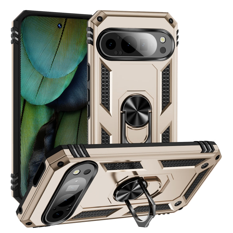 For Google Pixel 9 Shockproof TPU + PC Phone Case with Holder(Gold) - Google Cases by PMC Jewellery | Online Shopping South Africa | PMC Jewellery | Buy Now Pay Later Mobicred