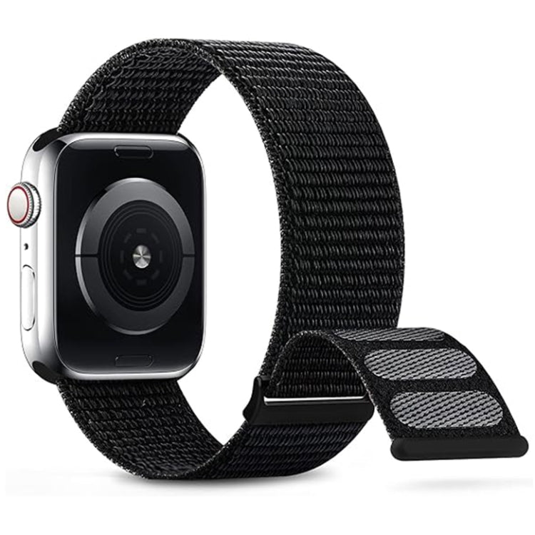 For Apple Watch Series 7 45mm Dual Hook and Loop Nylon Watch Band(Dark Black) - Watch Bands by PMC TechLife | Online Shopping South Africa | PMC TechLife