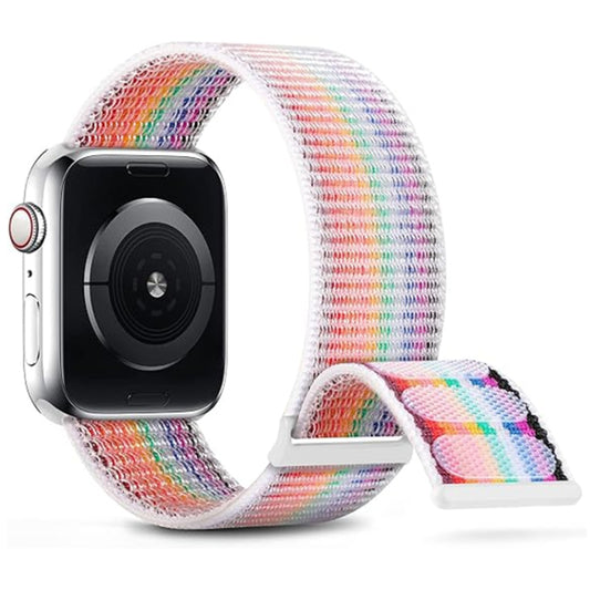 For Apple Watch Series 5 44mm Dual Hook and Loop Nylon Watch Band(Rainbow) - Watch Bands by PMC Jewellery | Online Shopping South Africa | PMC Jewellery