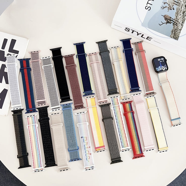 For Apple Watch 38mm Dual Hook and Loop Nylon Watch Band(Seashell) - Watch Bands by PMC TechLife | Online Shopping South Africa | PMC TechLife