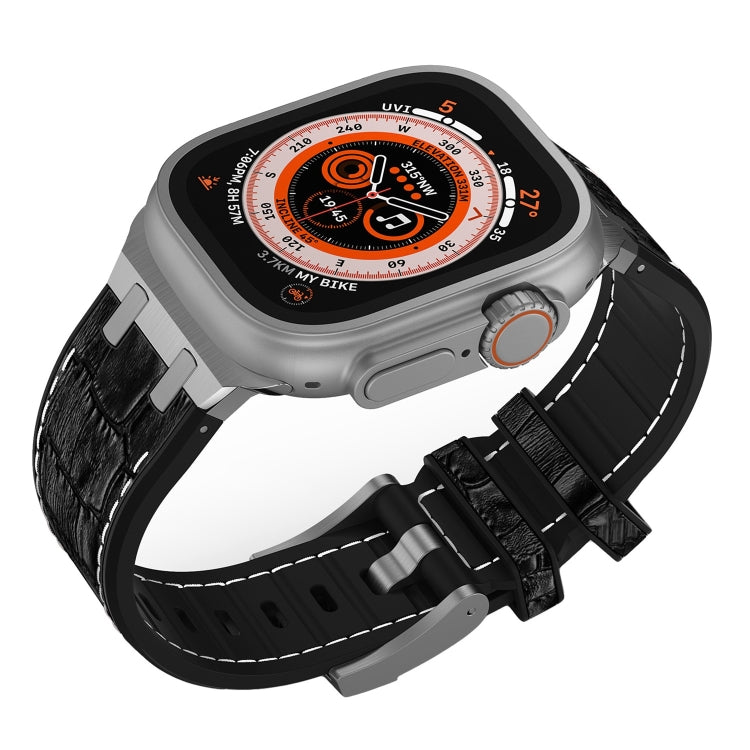 For Apple Watch 38mm Crocodile Texture Liquid Silicone Watch Band(Silver White Black) - free shipping - PMC TechLife - Order now!