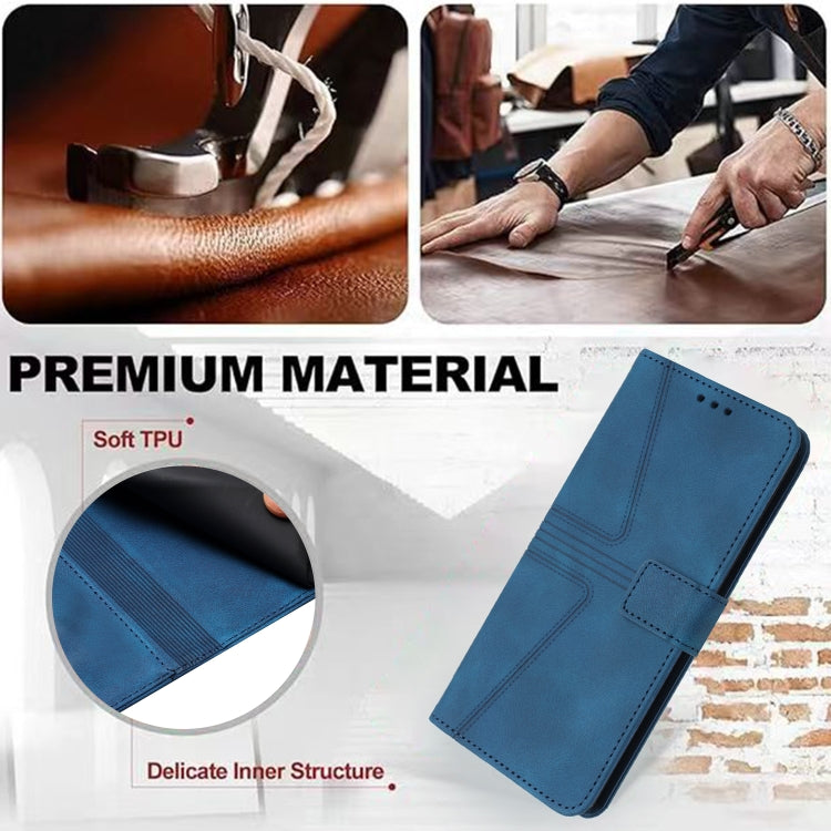 For iPhone 16 Pro Triangle Solid Color Leather Phone Case(Blue) - iPhone 16 Pro Cases by PMC TechLife | Online Shopping South Africa | PMC TechLife | Buy Now Pay Later Mobicred