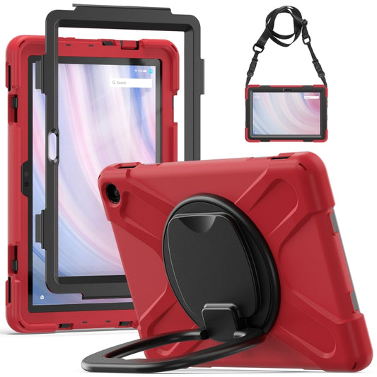 For Amazon Kindle Fire HD10 2023 Silicone Hybrid PC Tablet Case with Holder & Shoulder Strap(Red) - Amazon by PMC Jewellery | Online Shopping South Africa | PMC Jewellery | Buy Now Pay Later Mobicred