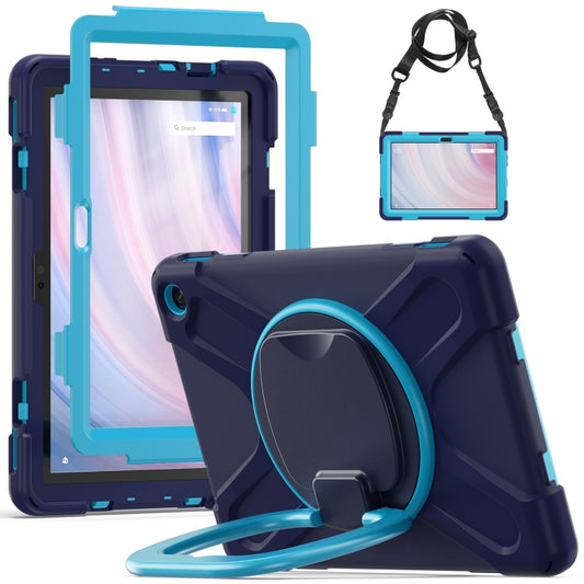 For Amazon Kindle Fire HD10 2023 Silicone Hybrid PC Tablet Case with Holder & Shoulder Strap(Navy Blue) - Amazon by PMC Jewellery | Online Shopping South Africa | PMC Jewellery | Buy Now Pay Later Mobicred