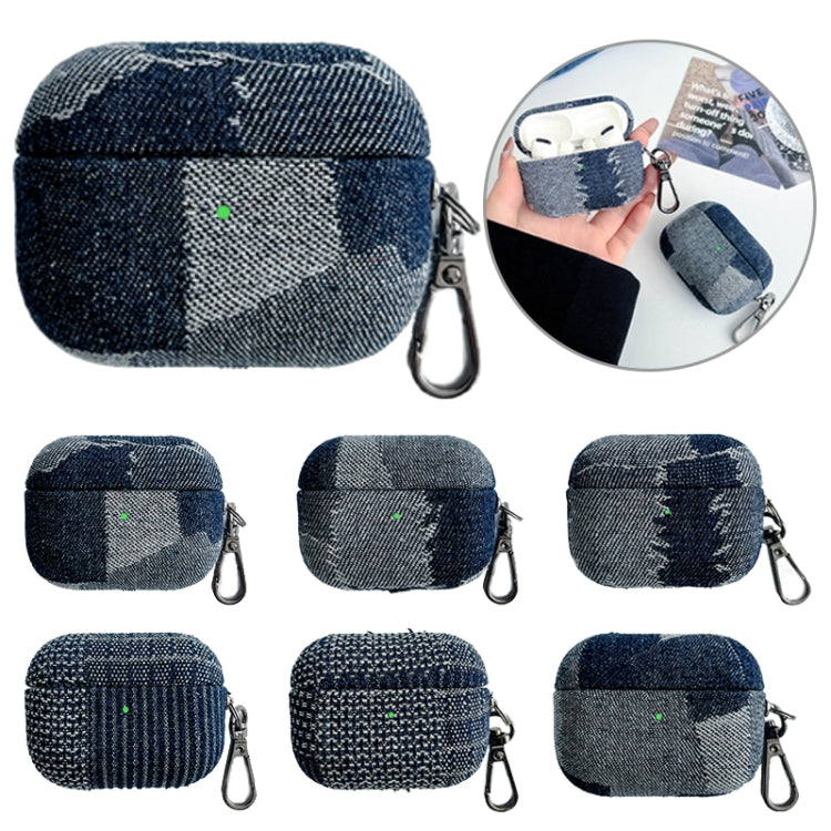 For AirPods Pro 2 Stitching Denim Cloth Bluetooth Earphone Protective Case(Dark Color Lightning) - For AirPods Pro 2 by PMC Jewellery | Online Shopping South Africa | PMC Jewellery | Buy Now Pay Later Mobicred