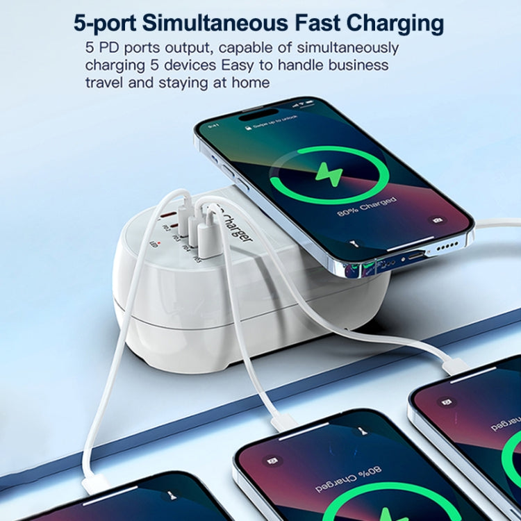 WLX-810C 140W GaN PD Multi-port Charger, Support Wireless Fast Charging(White) - Multifunction Charger by PMC Jewellery | Online Shopping South Africa | PMC Jewellery | Buy Now Pay Later Mobicred