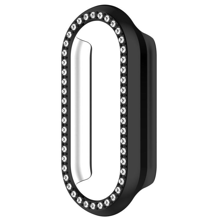 For Xiaomi Mi Band 8 Diamond Half Pack Hollow PC Watch Protective Case(Black) - Watch Cases by PMC Jewellery | Online Shopping South Africa | PMC Jewellery