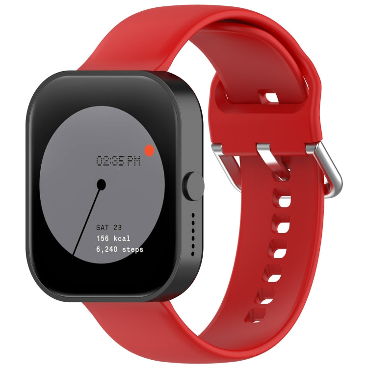 For CMF Watch Pro D395 22mm Solid Color Silver Buckle Silicone Watch Band, Size:S(Red) - Watch Bands by PMC TechLife | Online Shopping South Africa | PMC TechLife