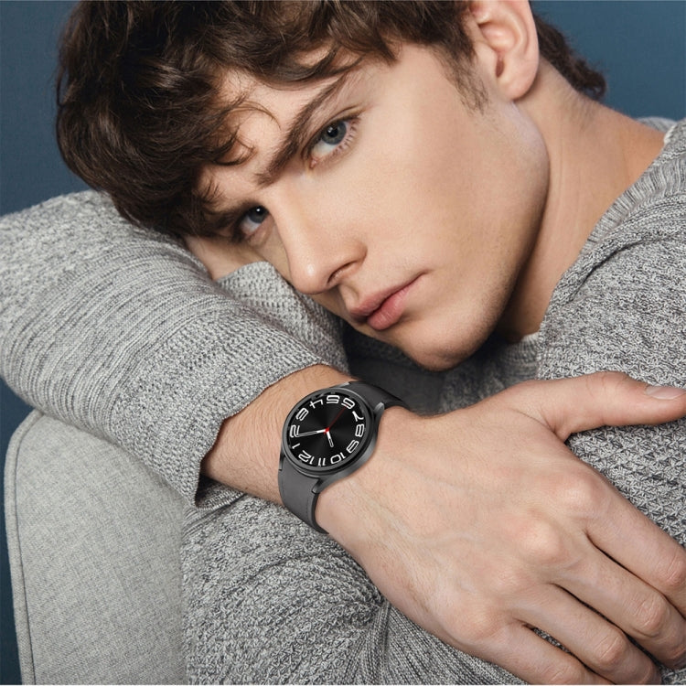 For Samsung Galaxy Watch 6 Magnetic Black Buckle Leather Silicone Watch Band(Space Grey) - Watch Bands by PMC TechLife | Online Shopping South Africa | PMC TechLife