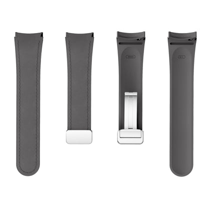 For Samsung Galaxy Watch 6 Magnetic Silver Buckle Leather Silicone Watch Band(Space Grey) - Watch Bands by PMC Jewellery | Online Shopping South Africa | PMC Jewellery