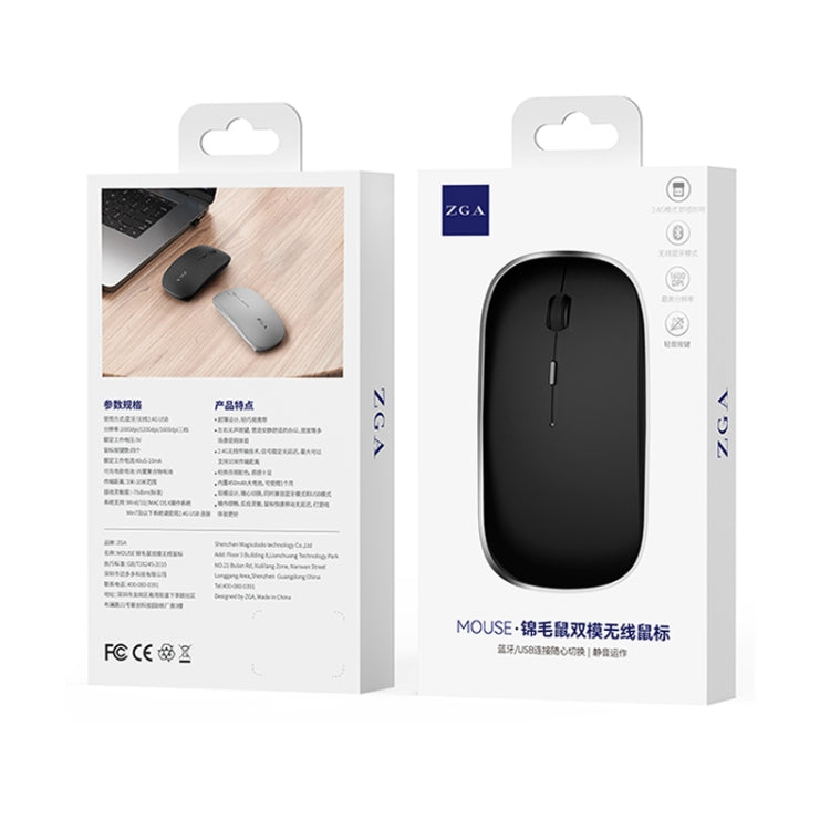 ZGA Chinchilla Dual Mode Wireless 2.4G + Bluetooth 5.0 Mouse(Black) - Wireless Mice by ZGA | Online Shopping South Africa | PMC Jewellery | Buy Now Pay Later Mobicred