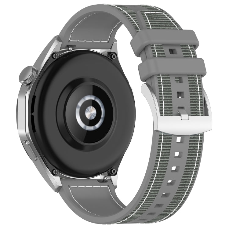 22mm Hybrid Nylon Braid Silicone Watch Band(Grey) - 22mm Bands by PMC TechLife | Online Shopping South Africa | PMC TechLife