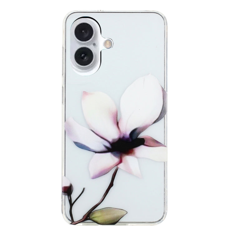 For iPhone 16 Plus Colorful Painting Pattern TPU Phone Case(White Flowers) - iPhone 16 Plus Cases by PMC Jewellery | Online Shopping South Africa | PMC Jewellery | Buy Now Pay Later Mobicred