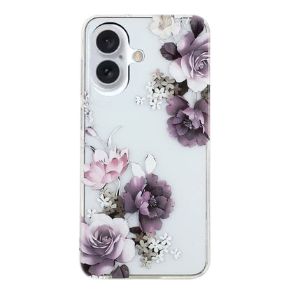 For iPhone 16 Colorful Painting Pattern TPU Phone Case(Peony) - iPhone 16 Cases by PMC Jewellery | Online Shopping South Africa | PMC Jewellery | Buy Now Pay Later Mobicred