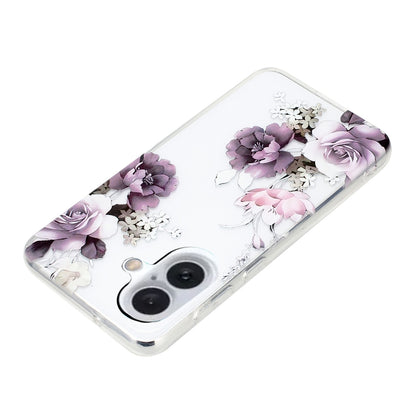 For iPhone 16 Colorful Painting Pattern TPU Phone Case(Peony) - iPhone 16 Cases by PMC Jewellery | Online Shopping South Africa | PMC Jewellery | Buy Now Pay Later Mobicred