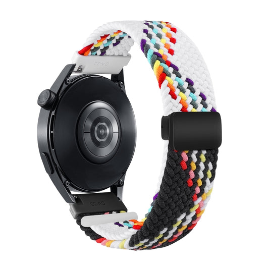 18mm Two-color Magnetic Braided Nylon Watch Band(White Black Rainbow) - 18mm Bands by PMC Jewellery | Online Shopping South Africa | PMC Jewellery | Buy Now Pay Later Mobicred