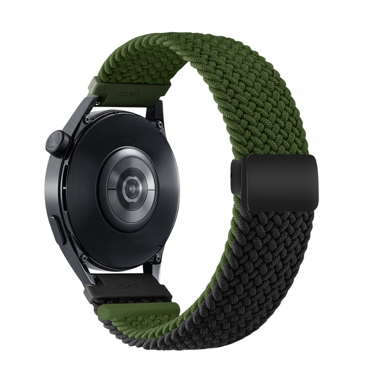 20mm Two-color Magnetic Braided Nylon Watch Band(Olive Black) - 20mm Bands by PMC Jewellery | Online Shopping South Africa | PMC Jewellery