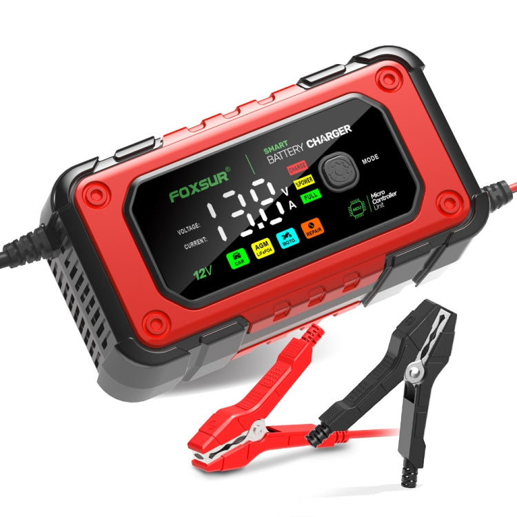 FOXSUR 7A 12V Car / Motorcycle Smart Battery Charger, Plug Type:US Plug(Red) - free shipping - PMC TechLife - Order now!