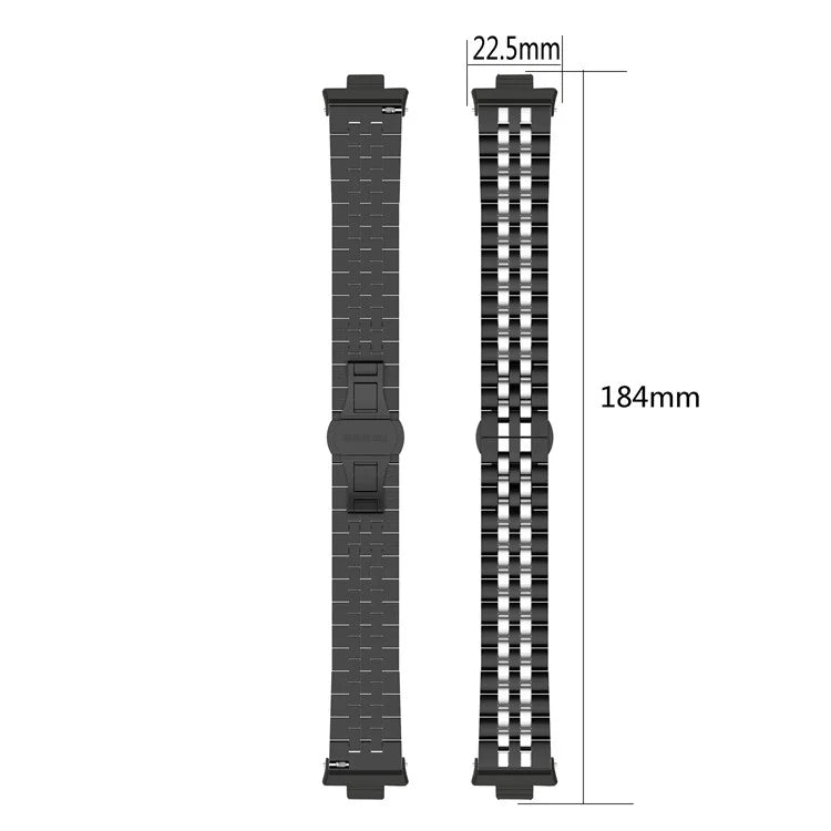 For  Xiaomi Redmi Watch 4 Five-bead Butterfly Buckle Metal Watch Band(Silver Black A) - Watch Bands by PMC Jewellery | Online Shopping South Africa | PMC Jewellery