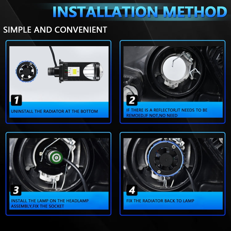 N4 1 Pair H4 Car mini Bifocal LED Lens Headlight(Black) - free shipping - PMC TechLife - Order now!